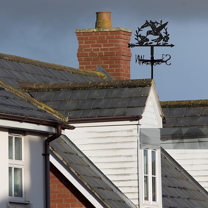 3D Hummingbird Weathervane Metal Wind Vane Weathercock Garden Decoration Wind Direction Indicator Stake Roof Mount Ornament for Farmhouse Yard Outdoor