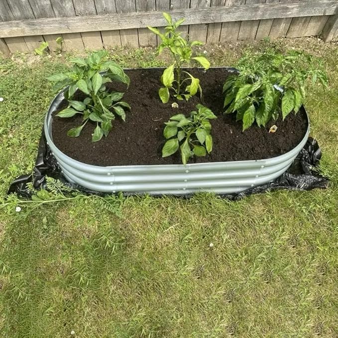 4-Pack 4 * 2 * 1FT Raised Garden Bed Kits, Outdoor Oval Metal Galvanized Ground Planter Garden Boxes for Planting Plants Vegetables Flowers Herbs Fruits, Silver
