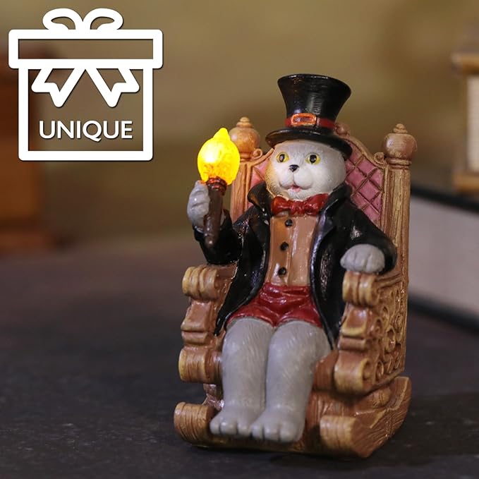 Whimsical Cat Garden Decor Statues Outdoor Solar Lights for Yard Art Outdoor Christmas Decoration Figurine Lawn Ornament - Unique Cat Lovers Gifts for Housewarming Gardening Women Mom Grandma