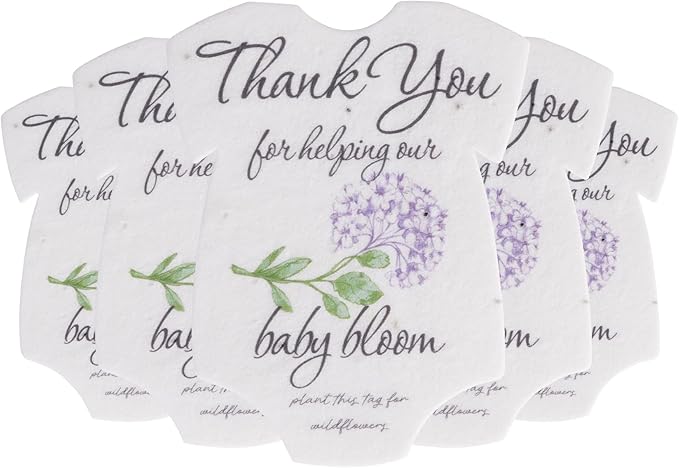 Onesie Seed Paper – 5Pcs Hydrangea Baby Shower Favors for Guests with Wildflower Seeds, Writable & Plantable, Baby Shower Gifts for Guest