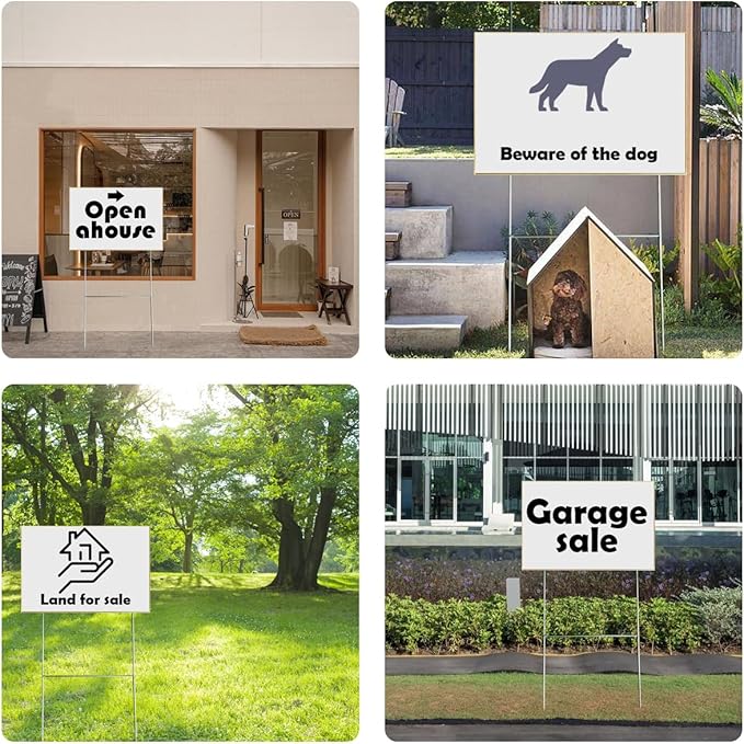100 Pack Yard Sign Stakes, 20'' x 24'' Heavy Duty Metal H-Stakes H Frame Wire Stakes,Metal Sign Holder for Yard Signs.Use with 4mm and 5mm Corrugated Yard Signs