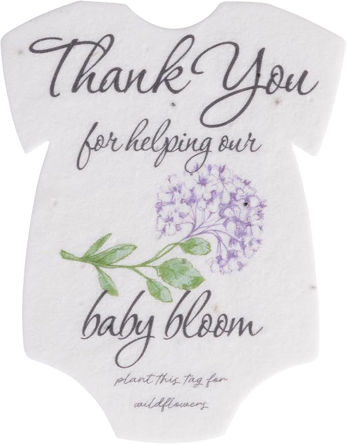 Onesie Seed Paper – 15Pcs Hydrangea Baby Shower Favors for Guests with Wildflower Seeds, Writable & Plantable, Baby Shower Gifts for Guest