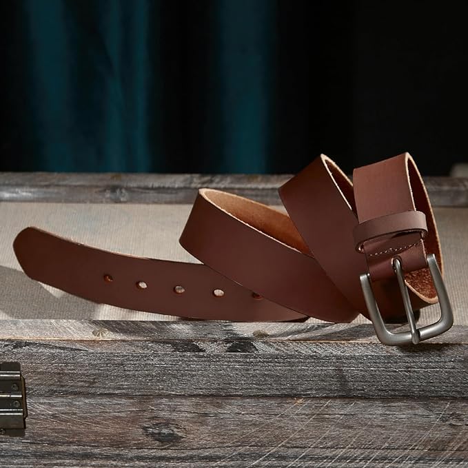 VATAN Men's Genuine Leather Casual Every Day Jeans Belts, Handmade Men Leather Belt with Gift Box