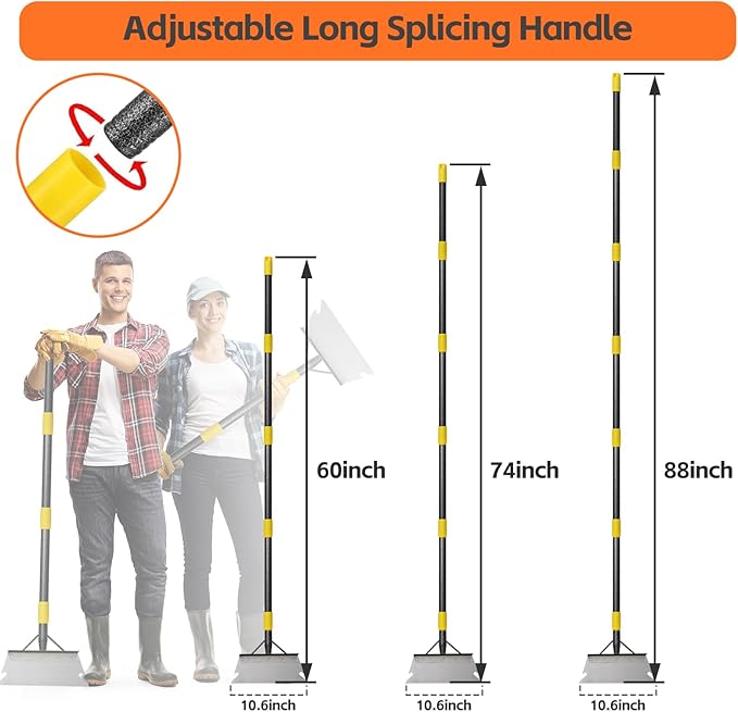 Ice Scraper Long Handle - Snow Removal Tool,Multifunctional Garden Cleaning Flat Shovel, Heavy Duty Floor Scraper Metal Sharp Blade for Lawn Edging,Sidewalk Weeding,Driveway Steps Snow Shovel 88"