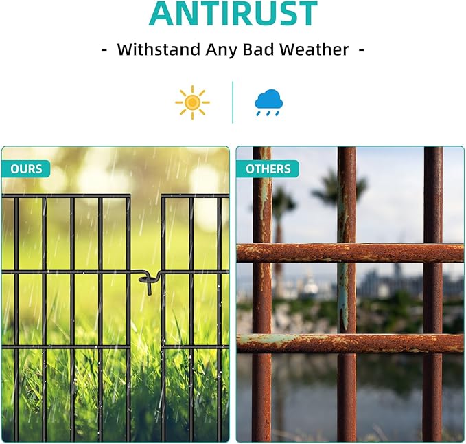 Animal Barrier Fence, 25 Panels No Dig Fences, 17in(H) X 27ft(L) Garden Fence Animal Barrier for Rabbits and Dog Under Fence Barrier, Rustproof Metal Fences Border for Outdoor, Yard, Patio