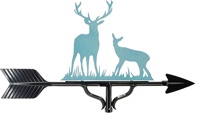Montague Metal Products Buck and Doe Weathervane - 14 Ornament Colors Available - Roof Mount Included (4 to Choose from) - Deer Weathervane - Hunter Gift Ideas