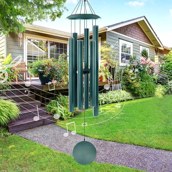 ASTARIN 45in Wind Chimes for Outside,Memorial Wind Chimes Large with 6 Heavy Tubes,Sympathy Gifts, Large Deep Tone for Garden Hanging Decor, Gift for Mom Women Grandma Neighbors,Green