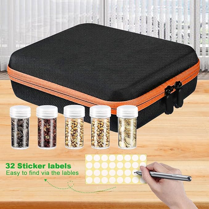 30 pcs Seed Storage Organizer, Seed Organizer Storage Box with 30 Label Sticker, Flower Plant Garden Seed Storage Containers Can Be Used for Seeds, Jewelry, Diamond Storage(orange)