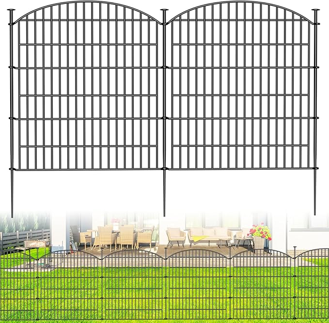 Decorative Garden Fence, 5 Panels - 32 in (H) x 11.8 ft (L) No Dig Dog Fence Outdoor for Yard, Rustproof Tall Garden Fencecing Panels, Animal Barrier Suitable for Yard Border, Patio, and Outdoor Use
