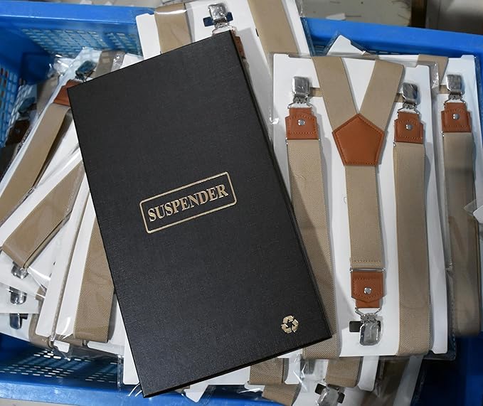Suspenders for Men Y Back Adjustable Elastic with Strong Clips 47 Inches