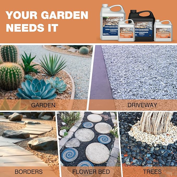 34 OZ Mulch Glue for Landscaping, Rock Glue for Landscaping and Stabilizing Mulch and Pea Gravel, Lasts up to 3 Years, Non Toxic, Fast Drying, Ready to Use