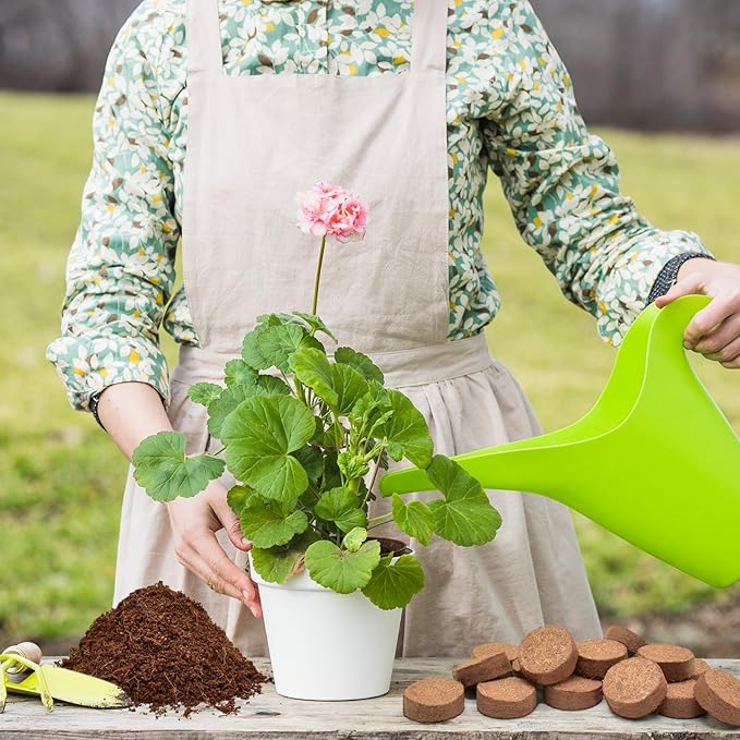 ZeeDix Coco Coir Potting Soil, 50pcs 40mm Compressed Coconut Fiber Seed Starter Soil Pellets, Coco Peat Soil Discs for Indoor Outdoor Plants, Herbs, Houseplants, Flowers, Succulents, Vegetables