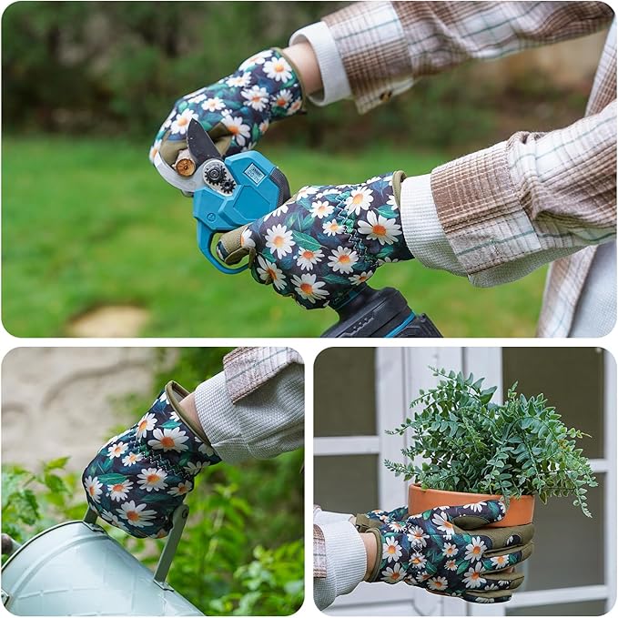 Gardening Gloves for Women, Printed Touchscreen Garden Gloves with Grip, Thorn-Proof Puncture-Resistant Work Gloves