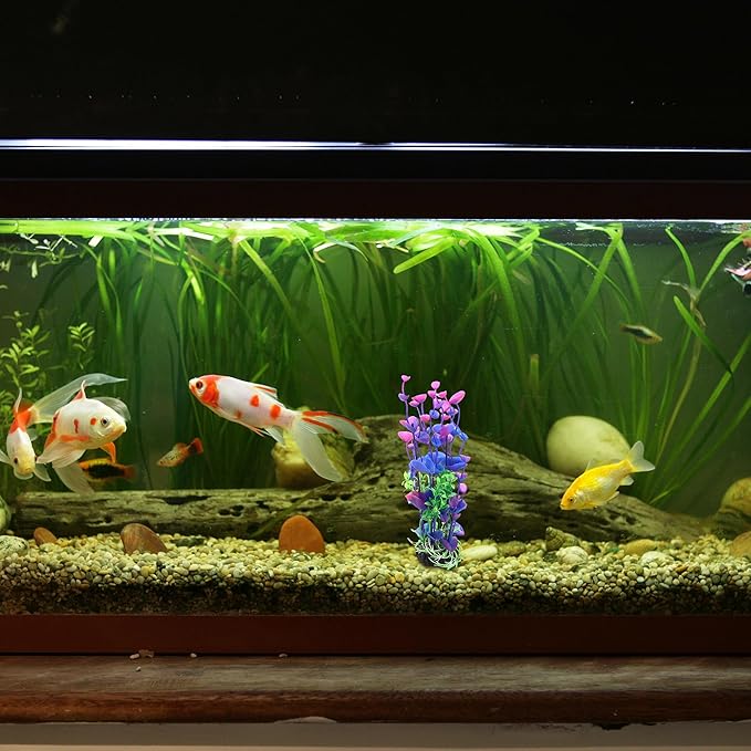 Aquarium Decoration,Plastic Plant Decoration for Aquarium Landscaping, 8.3Inch(Purple Green)
