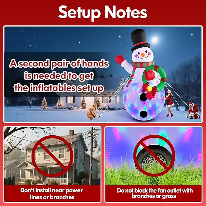 Danxilu 12 FT Giant Christmas Inflatables Snowman Outdoor Decorations Built-in Rotating LED Lights, Huge Blow Up Snow Man with Magic Hat IP44 Waterproof Xmas Decor for Yard Outside Lawn Holiday