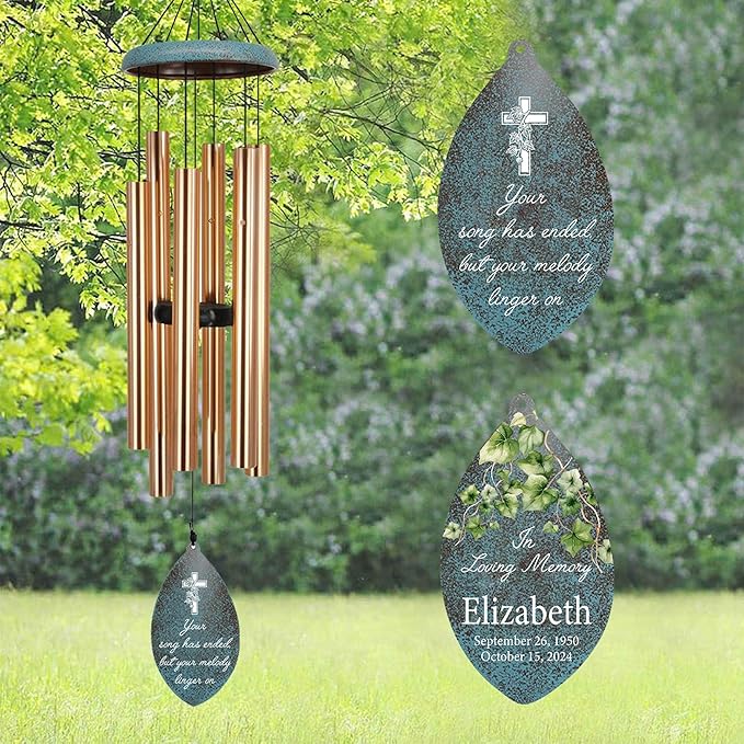 ASTARIN Personalized Memorial Gifts Wind Chimes, Sympathy Customized Wind Chimes in Loving Memory of Dad/Mom, Memorial Gifts for Loss, 35inch Wind Chime Deep Tone for Funeral Outdoor