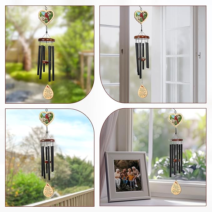 FLAGWIX Sympathy Gifts for Loss of Loved One - Christmas Memorial Wind Chimes for Outside 32in - Cardinal Gifts for Women Men, Bereavement Gift idea, in Memory of a Loved One Mother Father Husband