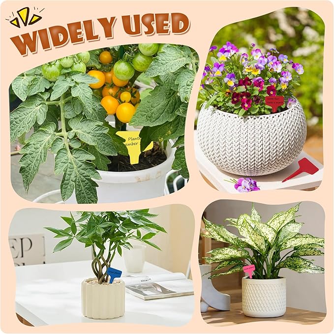 200Pcs Plant Labels Waterproof Plastic Garden Labels T-Type Flower Name Tags Seedling Marker Nursery Plant Tags with Permanent Marking Pen for Flowers Agriculture Horticulture (5 Color)