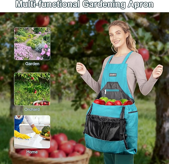 Garden Apron,Harvest Aprons with Pockets for Women and Men,Canvas Gardening Tool Belt, Gardening Gifts for Mom,Dad
