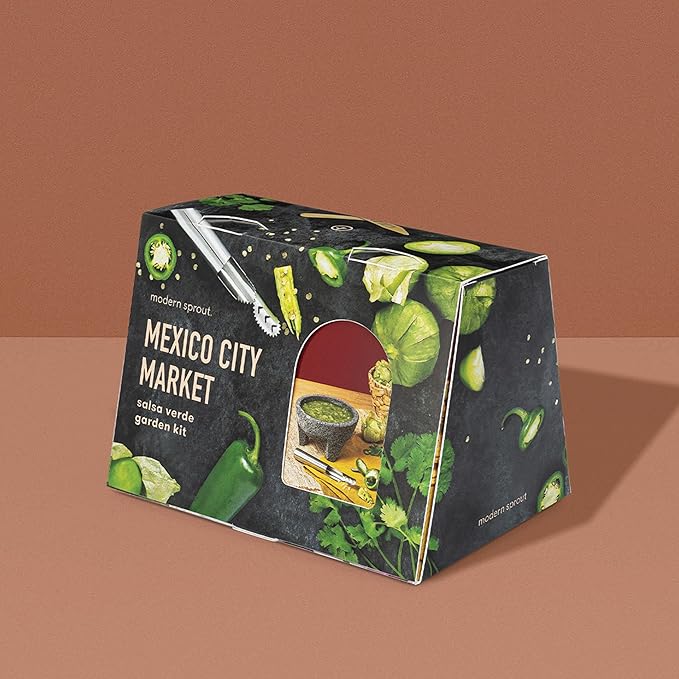 Modern Sprout Travel Trio Mexico City Market; Travel-Inspired Seed Kit with Jalapeno Deseeder, Organic Seed Starting; Gardening Gift (Mexico City Market)