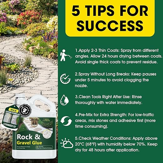 GloGlo Rock Glue for Landscaping, 1 Gallon Mulch Glue, No Dilution Needed Non-Toxic Weather-Resistant Strong Gravel Binder, Pine Straw Outdoor Strong Pebble Gravel Hold for Garden
