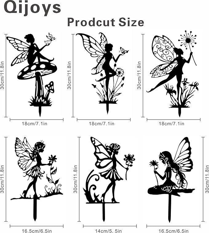 Fairy Garden Decor - 9-Piece Metal Garden Statue Deals for Outdoor, Yard & Lawn - Whimsical Iron Fairy Sculptures Set (11.8 Inch) (Nine Fairies)