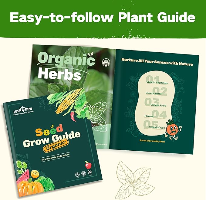 Lush&Dew Year-Round USDA Zone 6 Heirloom Survival Seed Kit, 32 Varieties 30,000+ Seeds for Planting Vegetables Herbs, Gardening Gifts for Women Men, Raised Garden Bed, Greenhouse Indoor Outdoor