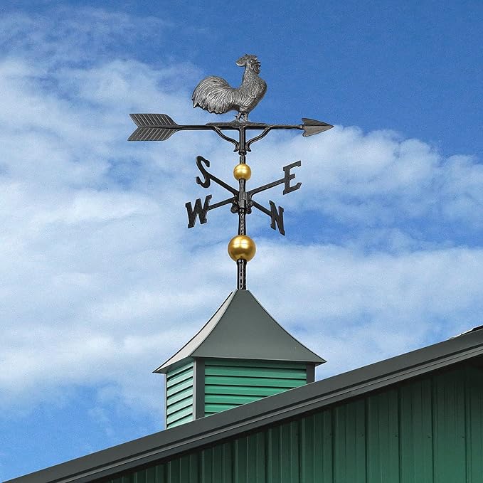 Address Number Store 32” Aluminum Deluxe 3D Rooster Weathervane 300 Series-Mount Included (Swedish Iron)