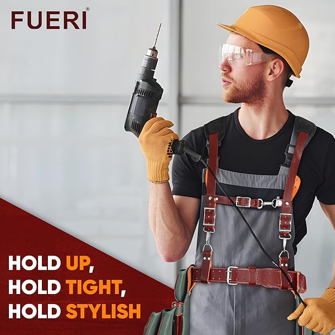 FUERI Tool Belt Suspenders for Men Heavy Duty Bags Construction Carpenter Tools Electricians Framers
