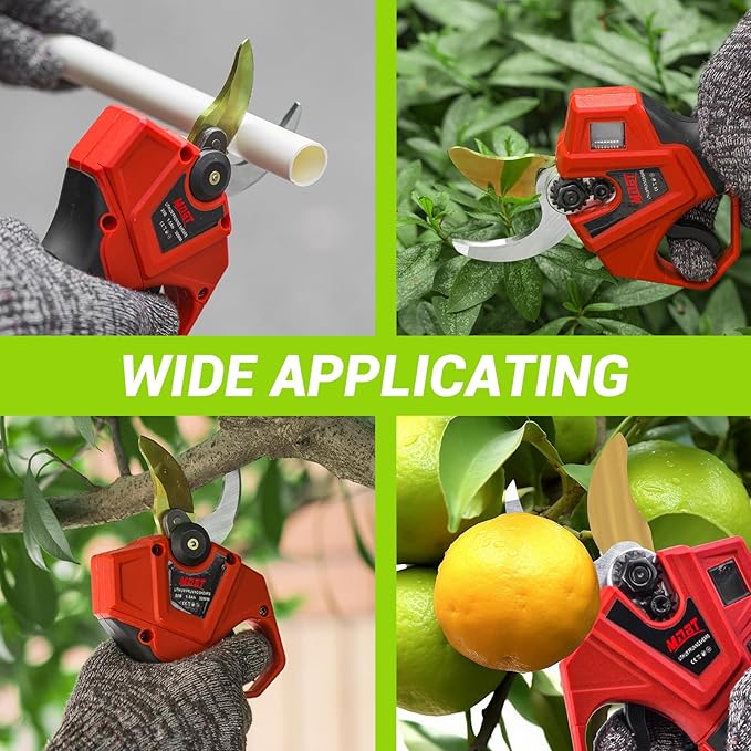Electric Pruning Shears,Cordless Pruning Shears Brushless Motor with 2Pcs Rechargeable Batteries,21V Upgraded Pruner with LCD Display