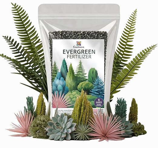 Gardenera Evergreen Fertilizer β All-Purpose Granular Plant Food for Outdoor Trees and Shrubs, Azaleas, Magnolias, Pines & Arborvitae β Slow-Release Formula (5 Quarts)