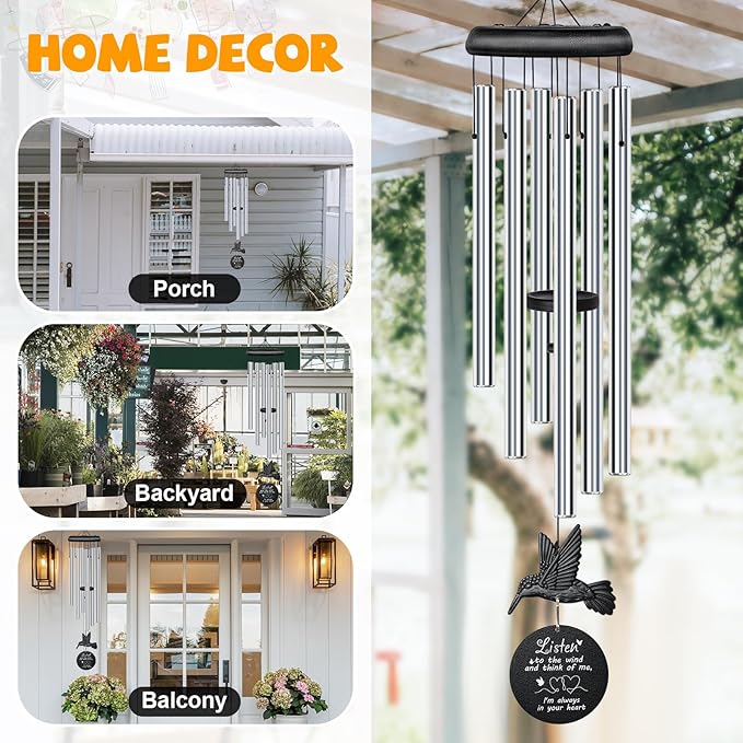 Sympathy Wind Chimes for Outside Deep Tone, Memorial for Loss of Loved One Prime, Bereavement Condolence Remembrance Funeral Gifts for Grieving Friends Loss of Mother Father