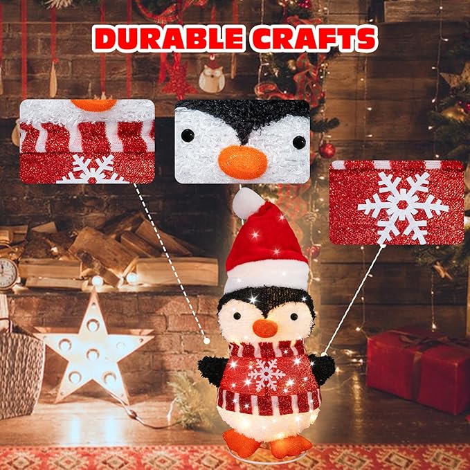 Christmas Penguin Lighted Outdoor Dexoration, Outdoor Lighted Decoration Penguin Xmas Warm Lights Outside Table Lamps Decor, Plug in Outdoor Holiday Decorations for Home, Yard, Garden