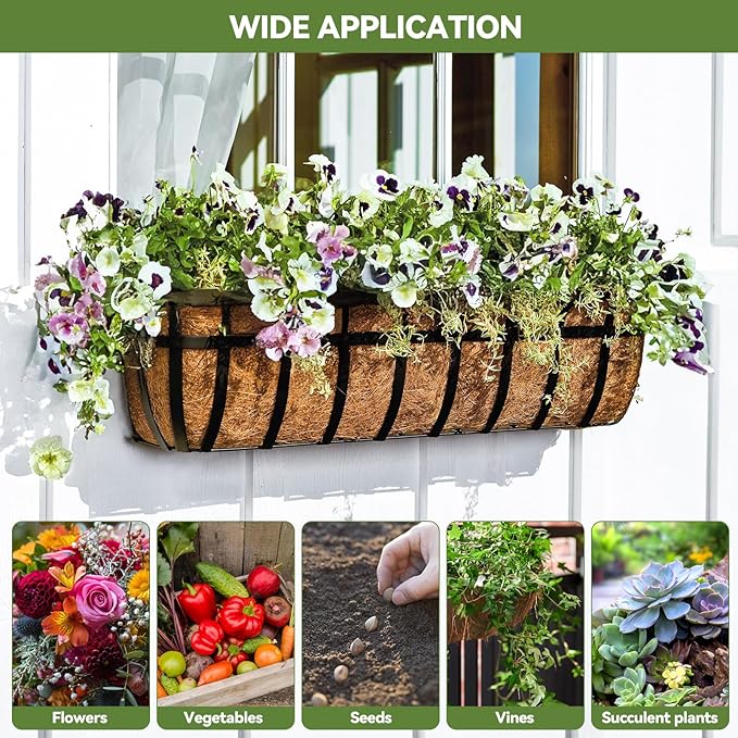 3Pcs Trough Coco Liner 36" Coco Coir Liners for Planters, Liners for Window Boxes Liners, Wall Basket Planters, Railing Hanging Baskets, Garden Planter Baskets