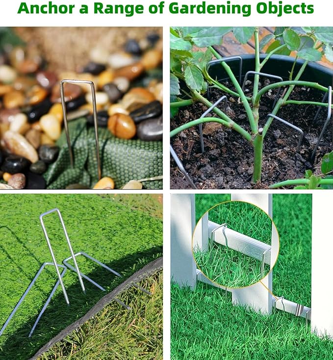6 Inch 23 Pcs Hot-dip Galvanized U-Shaped Garden Stakes, Landscape Staples, Ground Stakes, for Decoration Weed Barrier Fabric, Irrigation Tubing, Holding Fence, Tarpaulin (22, 6 INCH)