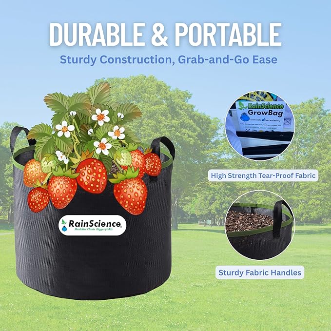 Grow Bag 10 Gallon, Planting Pots - Colorful Plant Grow Bags Pots Gardening Vegetable - Air Pruning Mesh Fabric Plant Container - (Black/ODGreen)