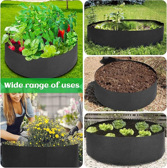 2 Pack Large 50 Gallon Plant Grow Bags, Round Black Fabric Raised Garden Beds, Durable Garden Planter Cloth Pots Container to Grow Vegetables for Outdoor Plants
