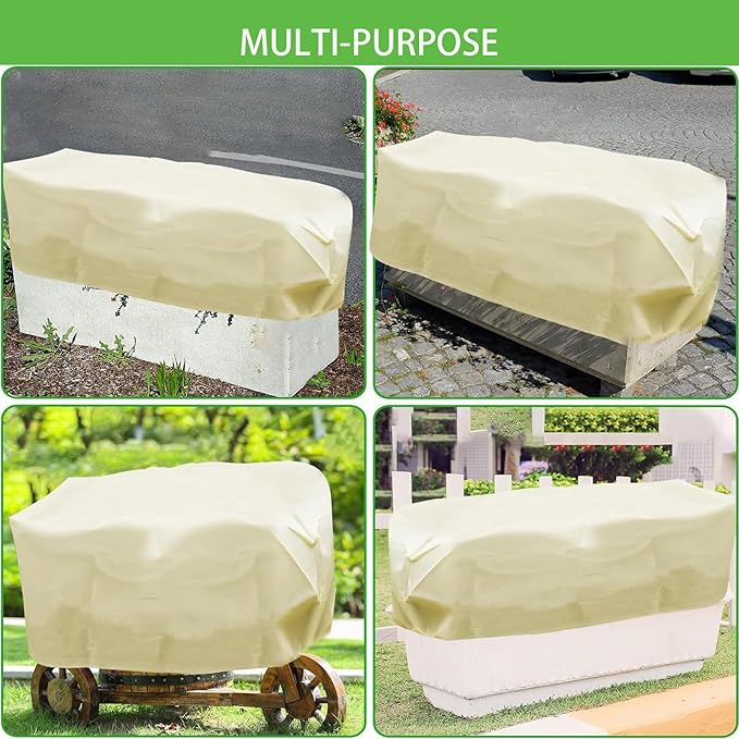 Plant Frost Cover for Garden Protection, Rectangular Planter Winter Blanket with Drawstring, 59 x 17.7 x 15.7 Inch, 4 Pack