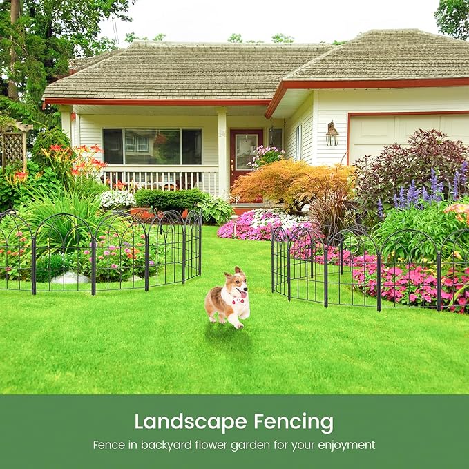 Garden Fences Animal Barrier, 12.55"*16.48" Black Garden Border Fencing, Arched Rustproof Metal No Dig Fence for Dogs, Outdoor Fence, Dog Fencing for Yard, Flower Bed (Medium 19 Pcs)
