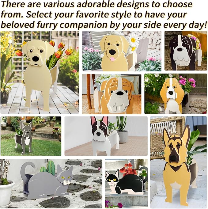 Boston Terrier Dog Planter, Cute Animal Shape Flower Planters, Plant Pots for Indoor/Outdoor Garden Decor, Unique Gifts/Souvenirs for Pet Lovers