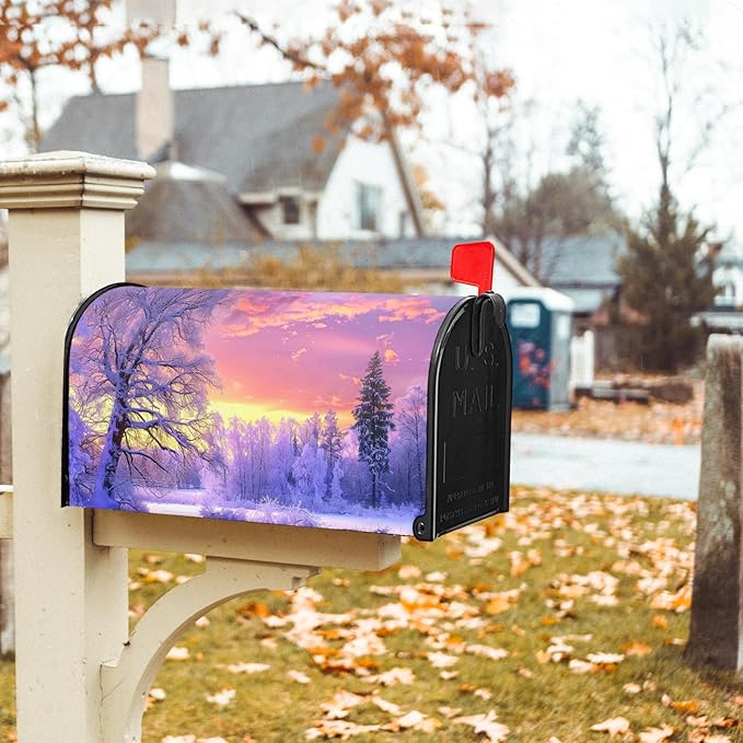 Winter Mailbox Covers Magnetic Snowflake Mailbox Covers Magnetic Standard Size 21 X 25.5 Inch Winter Tree Mailbox Wraps Post Letter Box Cover Decor for Outside Garden Yard