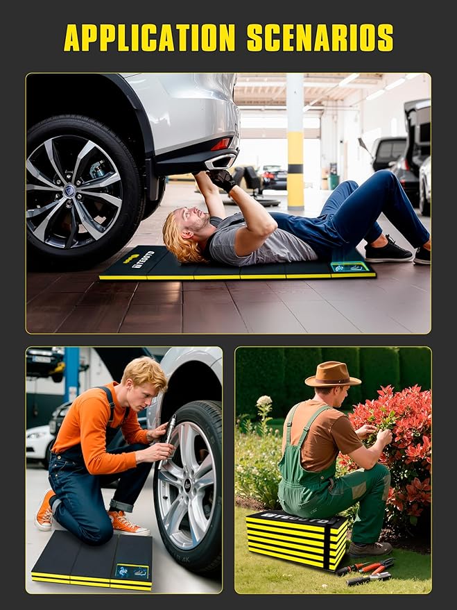 1.2" Extra Thick Foldable Kneeling Mat with Magnetlc Tool Compartment, 5 Fold Multi-Use Comfortable EVA Foam Cushion Pad with Handle & Storage Belt for Workshop Repairing,Gardening 47.3x17.3x1.2"