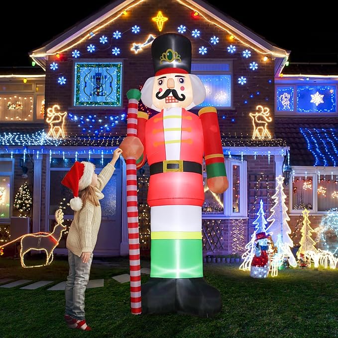 Taman 11.8 FT Christmas Inflatable Decorations, Large Nutcracker Propeller Built-in Bright LED Light Blow Up for Yard, Garden,Lawn Outdoor Holiday Yard Decorations