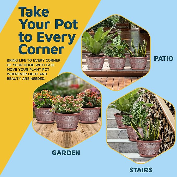 10-Inch Whiskey Barrel Planters Outdoor Pack of 2 - Durable Plastic Plant Pots for Indoor & Outdoor Use with Drainage & Saucer, Lightweight Rustic Barrel Planters for Flowers, Herbs & Small Plants