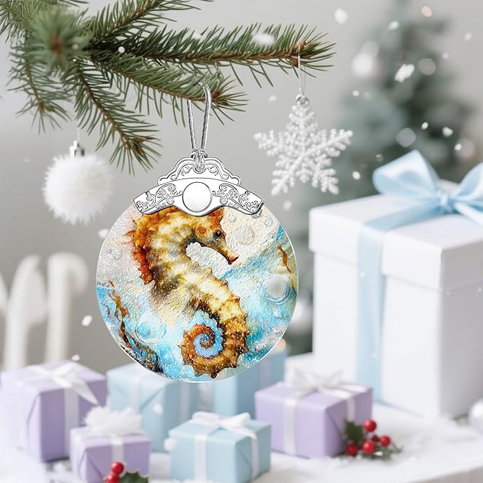 Seahorse Christmas Ornaments: Christmas Tree Ornaments, Holiday Decor for Seahorse Lover, Stocking Stuffers, Gift Ideas, Xmas Gifts & Coastal Sea Life Gifts for Beach Lovers
