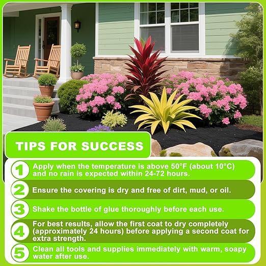 Mulch Glue for Landscaping - 1.3 Gallon Pea Gravel Glue, Pet-Friendy Stone Sealer, Stabilizer Mulch Adhesive for Pebble, Rubber, Garden Pathway, Landscape, Patio, Direct to Use
