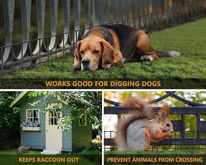 KYATE 35 Panels Animal Barrier Fence, 35ft(L) X 13inch(H) No Dig Rabbit Fences for Garden, Dog Digging Defense Ground Bottom Blockers, Rustproof Metal Border for Outdoor Patio Landscaping