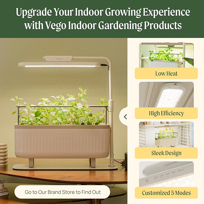 Vego Garden Herb Indoor Plant Box, Self Watering Planters Pots for Indoor Plants with Trellis for Kitchen Window Sill or Countertop Plants Cage - Fog Gray