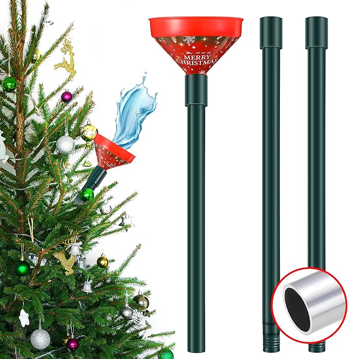 1 Pack Christmas Tree Watering Funnel System, 44 Inch Christmas Tree Watering Stick with Adjustable 3-Section Design, Reusable & Spill-Free, Xmas Plant Waterer Tool for Indoor and Outdoor