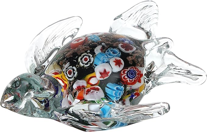 YAOYUAN Handmade Multicolor Sea Turtle Figurine,Starfish Paperweight (Turtle-Dark Green Color)